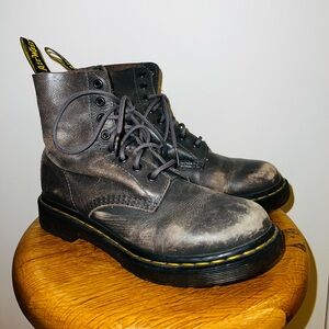 Dr. Martens Distressed Gray Leather Boots